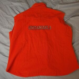Sleeveless Button-Front Women’s Top in Bright Orange Untamable Size Large